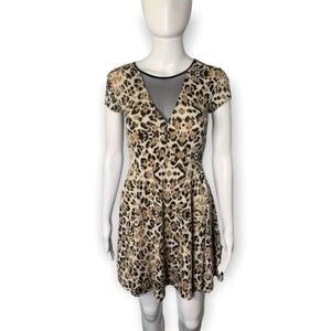 Kimchi Blue Urban Outfitters Mesh Bust Animal Print Skater Dress Size Small